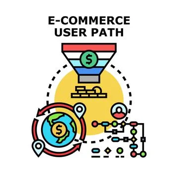 E commerce user path purchasing process concept Illustration