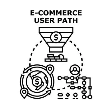 E commerce user path purchasing process concept Stock Illustration