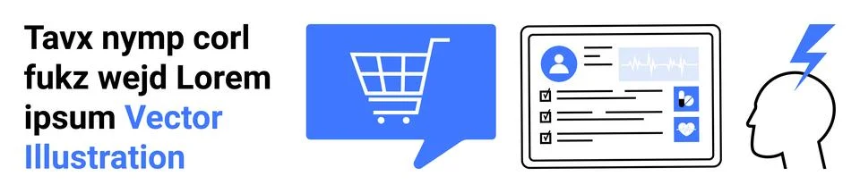 E-commerce, User Profile, and Idea Generation Concept with Icons in Flat Desi Stock Illustration