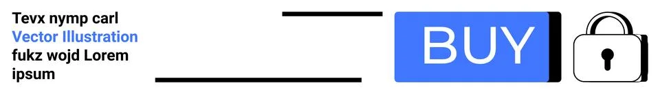 E-commerce Vector with Blue Buy Button and Padlock Symbol for Secure Online.. 스톡 일러스트