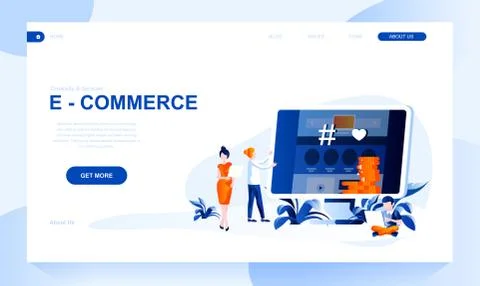 E-commerce vector landing page template Stock Illustration