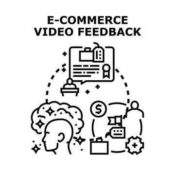 E commerce video feedback concept illustrating customer review process Stock Illustration