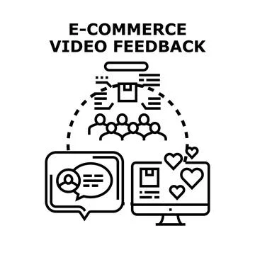 E commerce video feedback providing customer satisfaction and online review 스톡 일러스트
