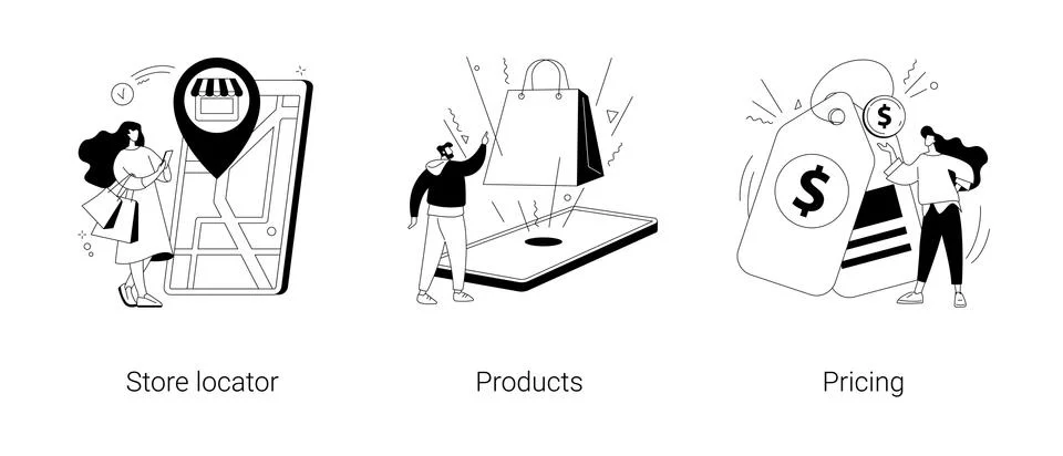 E-commerce website abstract concept vector illustrations. Stock Illustration