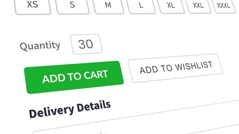 E-commerce website and adding items to the cart on web UI animation 4K video Stock Footage 340628361