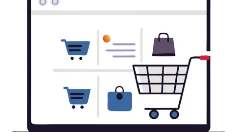 E-commerce Website and Shopping Cart Illustration Stockbeeldmateriaal 333692959