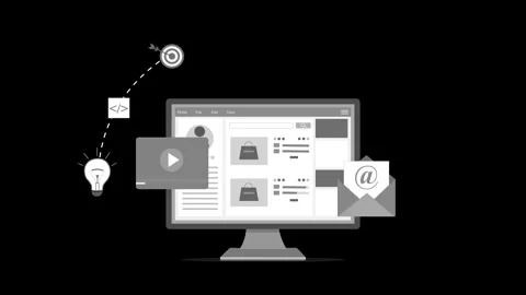 E-commerce website dashboard animated, Flat animation of a desktop monitor .. Stock Footage 334762791
