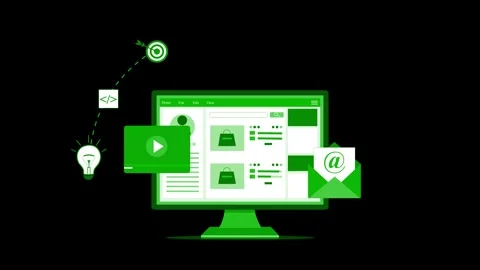 E-commerce website dashboard animated, Flat animation of a desktop monitor .. Stock Footage 334762811