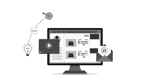 E-commerce website dashboard animated, Flat animation of a desktop monitor .. Stock Footage 334762813