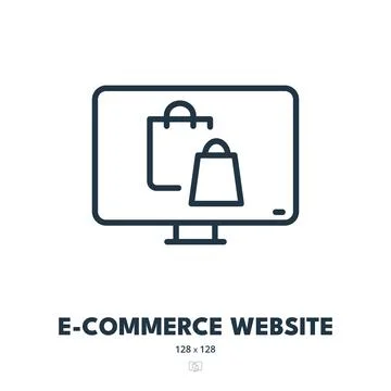 E-commerce Website Icon. Store, Shop, Marketplace. Editable Stroke. Simple .. Stock Illustration