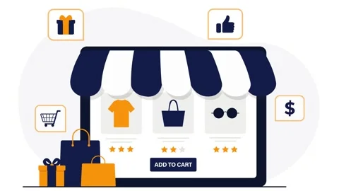 E-commerce Website Interface and Online Shopping Illustration Stock Footage 333693242
