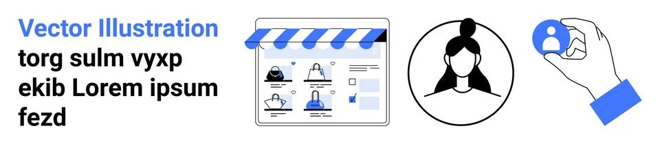 E-commerce Website Interface with Profile Selection and User Avatar Design .. 库存插图