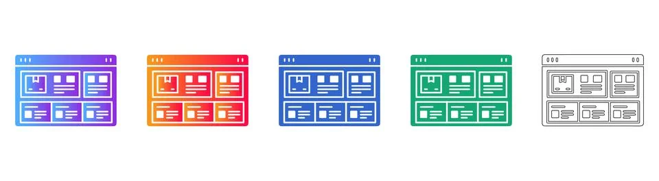 E commerce Website Layout Icons Set Stock Illustration