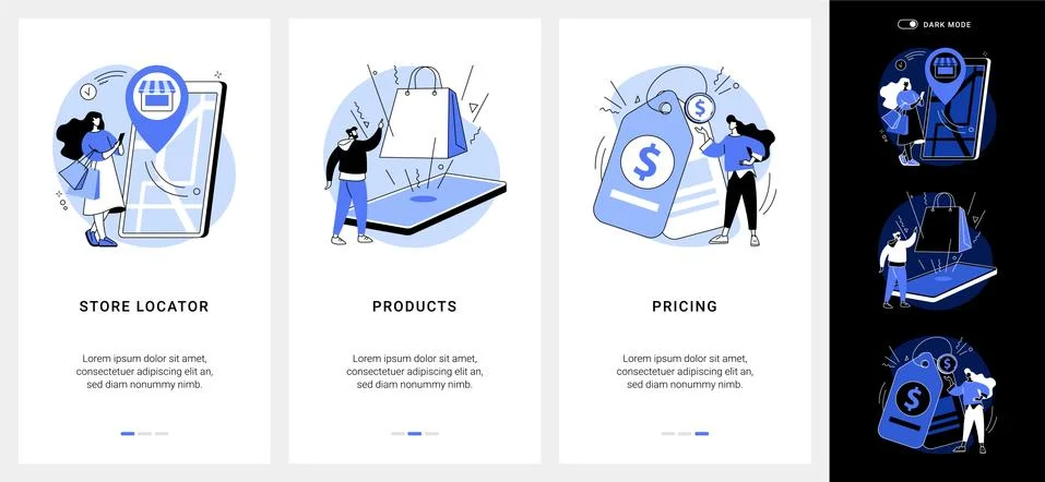 E-commerce website mobile app UI kit. Stock Illustration