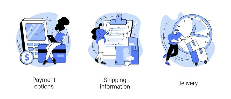 E-commerce website order processing abstract concept vector illustrations. Stock Illustration
