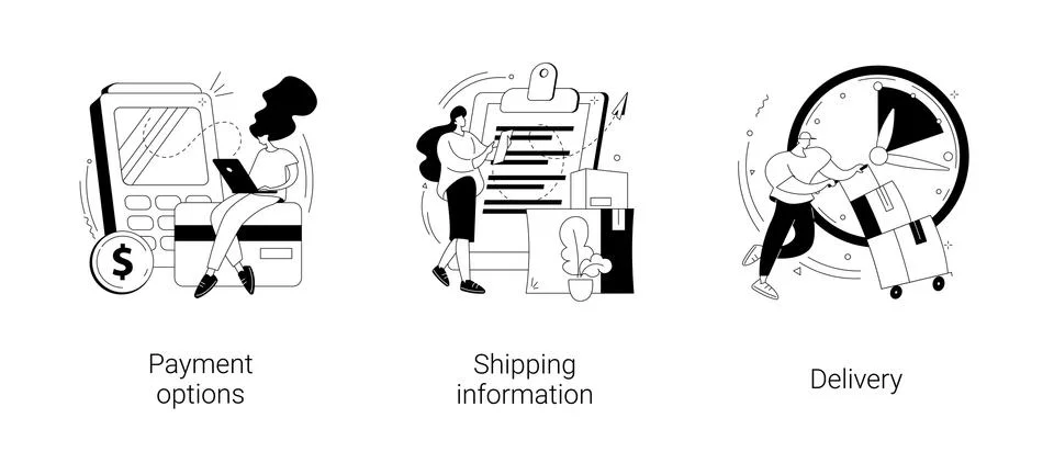 E-commerce website order processing abstract concept vector illustrations. Stock Illustration