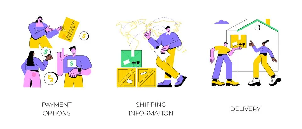 E-commerce website order processing abstract concept vector illustrations. Stock Illustration