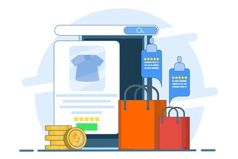 E-commerce website platform concept, Browse shopping from e-commerce website. Illustrazione stock