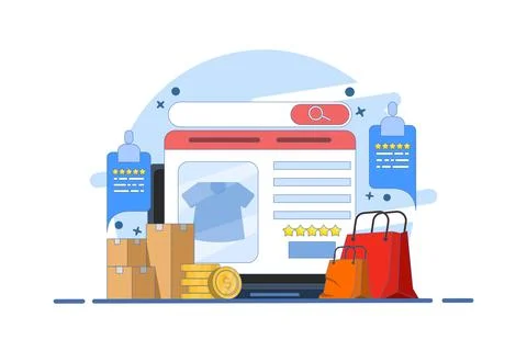E-commerce website platform concept, Browse shopping from e-commerce website. Illustrazione stock