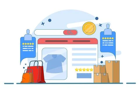 E-commerce website platform concept, Browse shopping from e-commerce website. Stock Illustration