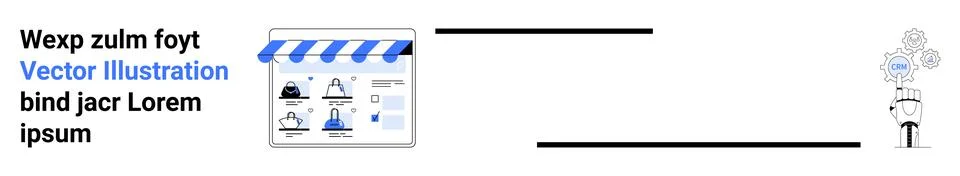 E-Commerce Website with User Interface Icons and Secure Data Transfer Concept Stock Illustration