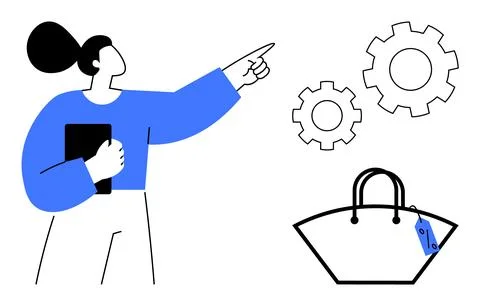 E-commerce, workflow management, professional tools, retail strategy, digital Stock Illustration