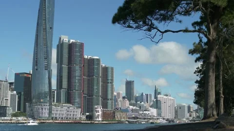 E Construction site Crown casino in Sydney Bangaroo slow motion 4K Stock Footage 142189588