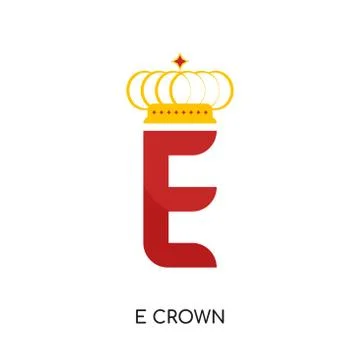 E crown logo isolated on white background for your web, mobile and app design Stock Illustration
