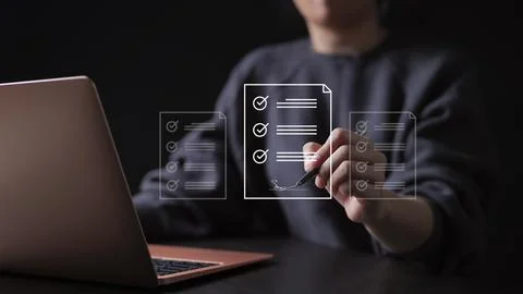 E-document management Paperless workplace. Stock Photos