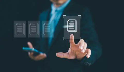 E-Document Management System DMS. Work online document database, paperless of Stock Photos