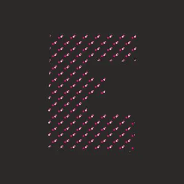 E dotted vector alphabet letter isolated on black background Stock Illustration