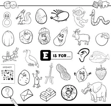 E is for educational game coloring book 스톡 일러스트