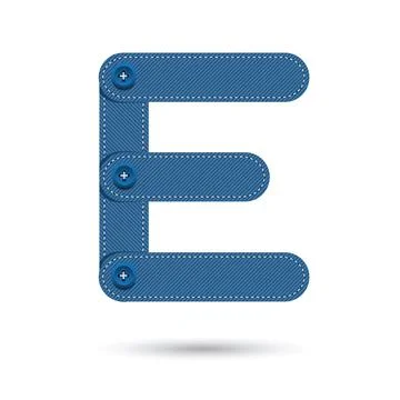 E font vector with blue Jeans on White background, Futuristic font, Cosmic, V Stock Illustration