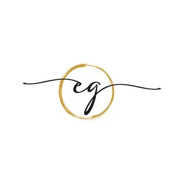 E G Initial Script Letter Beauty Logo Template Stock Illustration