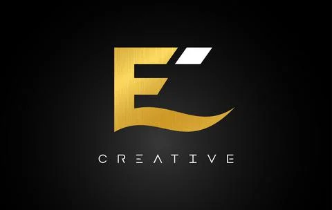 E Golden Letter Logo with Creative Modern Look and Gold Texture. Stock Illustration
