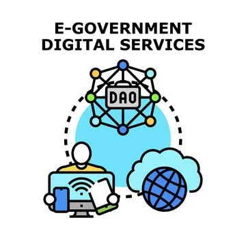 E government digital services using blockchain technology Stock Illustration