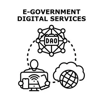 E government digital services using blockchain technology イラスト素材