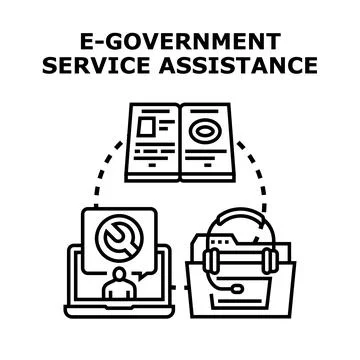E government services providing digital support and assistance Stock Illustration