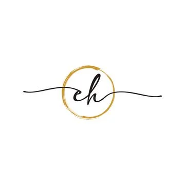 E H Initial Script Letter Beauty Logo Template Stock Illustration