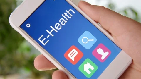 E-Health concept application on the smartphone. Man uses mobile app. Stock Footage
