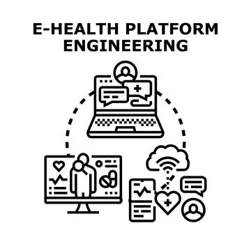 E health platform engineering developing medical technology concepts Stock Illustration