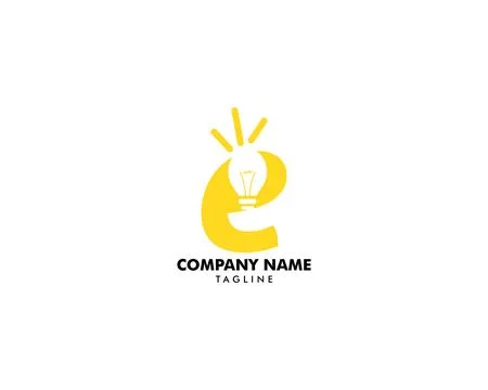 E Initial Letter with creative bulb Logo vector element, Initial letter bul.. Stock Illustration