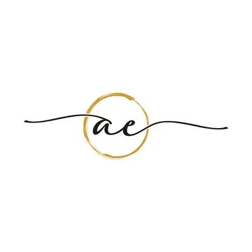 A E Initial Script Letter Beauty Logo Template Illustrazione stock
