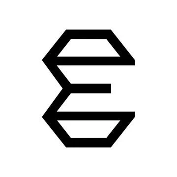E initials geometric line art logo and vector icon Stock Illustration