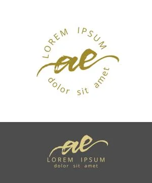 A E. Initials Monogram Logo Design. Dry Brush Calligraphy Artwork Stock Illustration