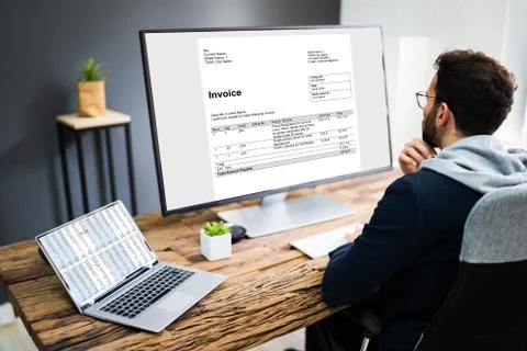 E Invoice Computer Audit Stock Photos