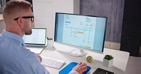 E Invoice On Computer Stock Photos