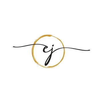 E J Initial Script Letter Beauty Logo Template Stock Illustration