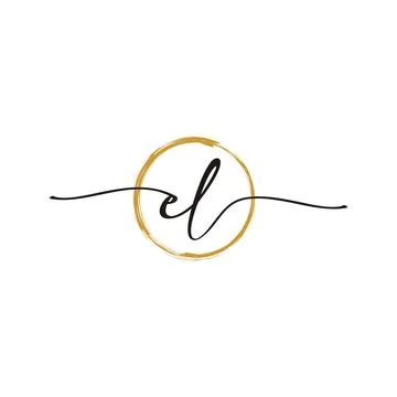 E L Initial Script Letter Beauty Logo Template Stock Illustration