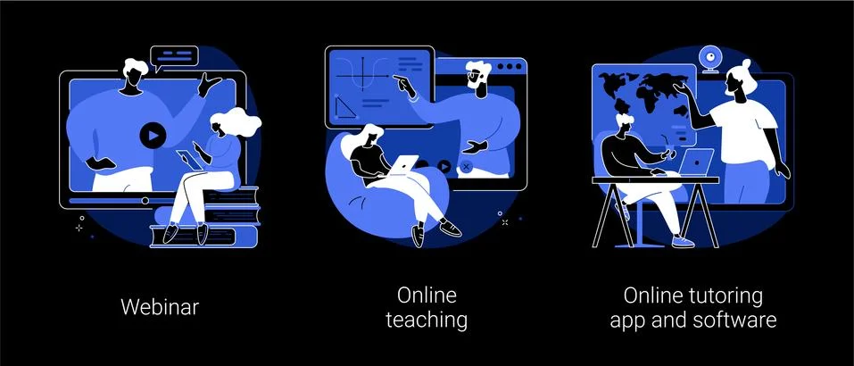 E-learning abstract concept vector illustrations. イラスト素材